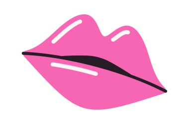 Pembe tutku, kadın dudakları çizgi film karalaması.