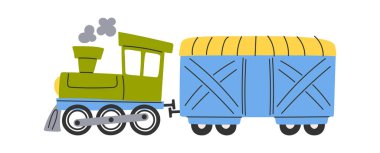 Kargo treni demiryolu taşımacılığı elle çizilmiş.