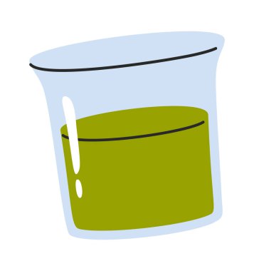 Cam kabın içindeki kimyasal sıvı elle çizilmiş.