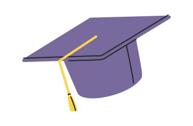 Akademik havan topu şapkası elle çizilmiş geleneksel öğrenci başlığı