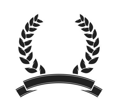 Laurel çelenk ödülü amblemi siyah-beyaz tasarım elementi
