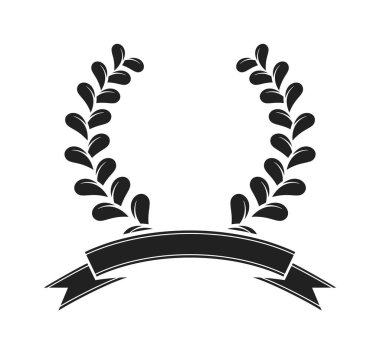 Laurel çelenk ödüllü tek renkli amblem.