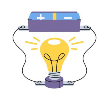 Elektrik devresi ampulü elle çizilmiş ekipmana bağlı.