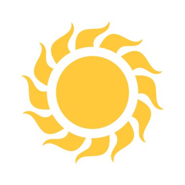 Güneş sembolü, parlak sarı güneş tasarımı elementi.