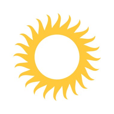 Sarı güneş yuvarlak şekil tasarım elementini aydınlatıyor