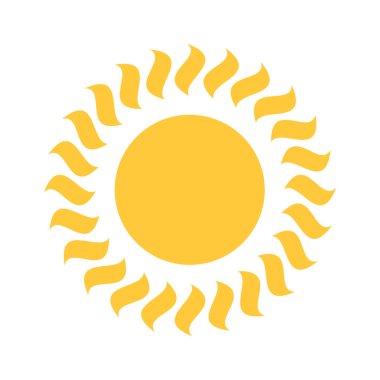 Sarı güneşler parlak parlak tasarım elementinin etrafında dönüyor