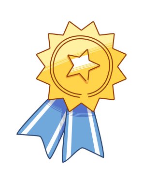 Altın yıldız madalyonu, madalyonlu el çizimi.