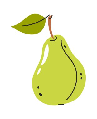 El çizimi yeşil armut Doğal yaz meyvesi