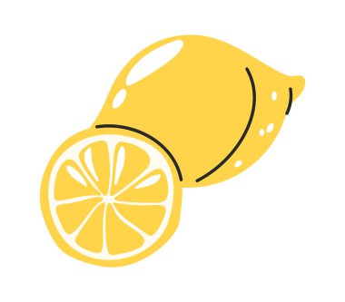 El çizimi sarı limon, doğal narenciye.