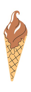 Çikolatalı dondurmalı waffle el çizimi gurme aperatif