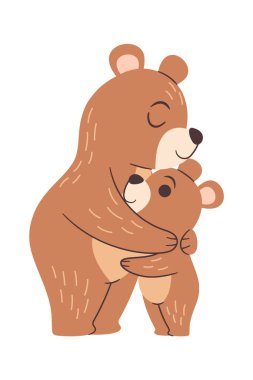 Mutlu ayı anne bebek aile eli çizilmiş