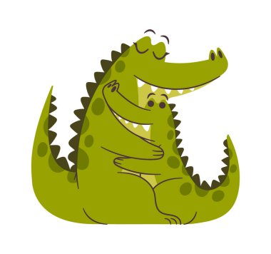 Timsah ailesi el ele tutuşuyor anne bebek.