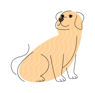 Güzel el çizimi köpek evcil hayvanı oturuyor.