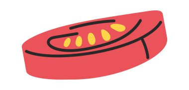 Domates dilimleri çizilmiş sebze malzemeleri.