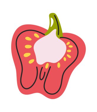 Yarım tatlı biberli el, sağlıklı sebze.