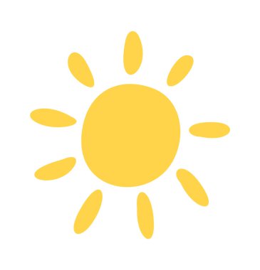 Yaz güneşi el çizimi plaj tatili öğesi