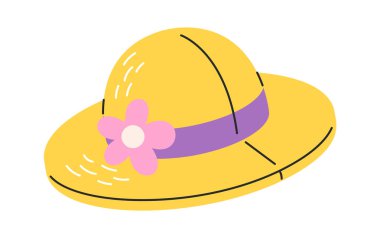 Kadın plaj şapkası, yaz aksesuarları çizilmiş.