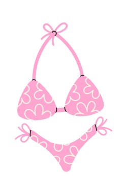 Kadın yaz mayosu, el çizimi plaj kıyafeti.