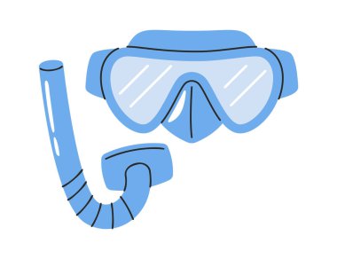 Dalış maskeli, şnorkel sporu aksesuarı çizilmiş.