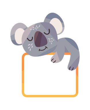 Sevimli koala çizgi film boş çerçevesinde uyuyor.