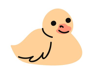 Şirin ördek eli çizilmiş çiftlik kuşu karakteri.