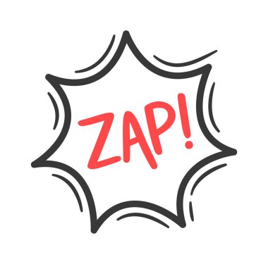 Zap anlamlı metin bulut patlama çizgi film etiketi
