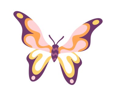 Kelebek pastel renkli kanat tasarımı karikatür böceği