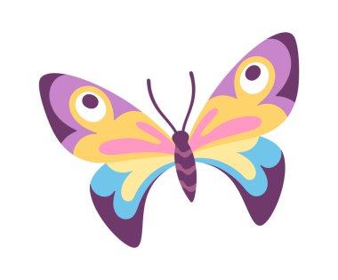 Harika bahar kelebeği çizgi film renkli böcek tasarımı