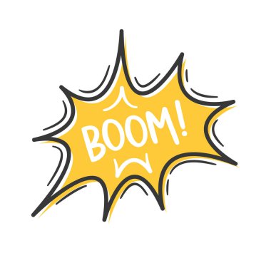 Boom çizgi roman metin sarı konuşma balonu çizgi filmi