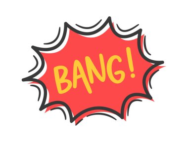 Bang metin kırmızı konuşma balonu patlama flaşı