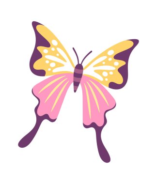 Egzotik renkli kelebek çizgi film tasarımı sevimli böcek