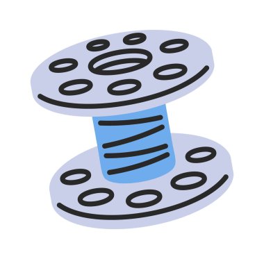 Dikiş makinesi ipliği makaralı el çizimi tasarımı