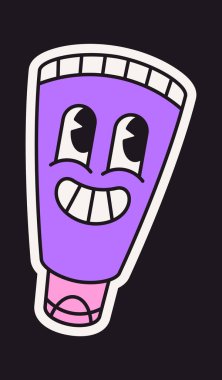 Güneş kremi tüpü retro çıkartması komik surat