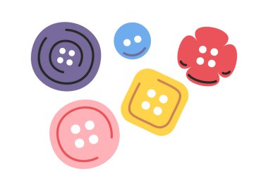 Çeşitli düğmeler elbise yapma aksesuar çizim el seti