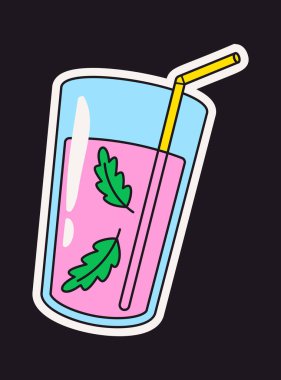 Limonata, cam, retro yaz yapıştırması.