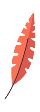 Tropik bitki yaprağı kırmızı renkli el çizimi