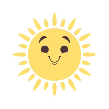 Komik gülümseyen güneş çizgi filmi yaz karakteri karalaması