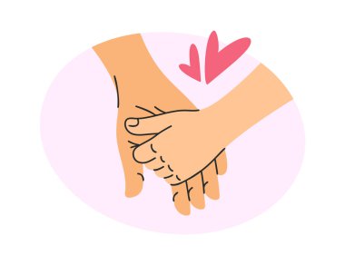 Yetişkin bebek elleri aile çizgi filmini gösteriyor.