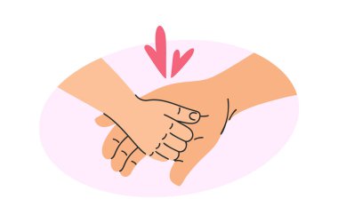 Ebeveyn bebek el ele tutuşur çizgi film elementi