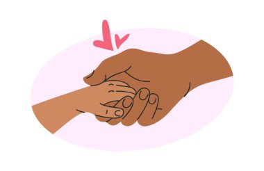 Baba, bebek eli çizgi film tasarımı elementini tutuyor.