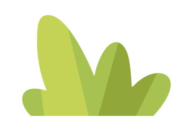 Yeşil çizgi film çalı manzarası şirin tasarım elementi