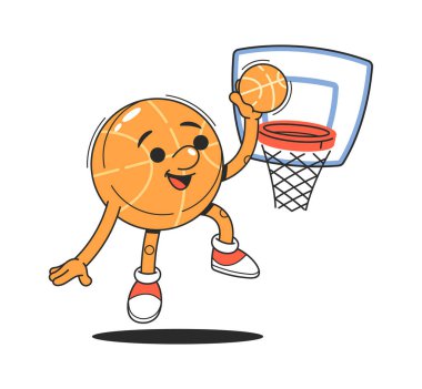 Basketbol, harika karakter, basket topunu potaya sokuyor.