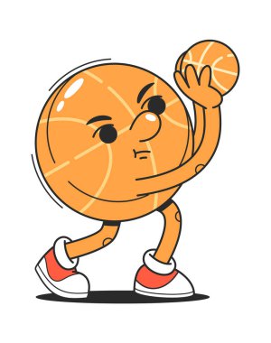 Basketbol karakterinin top fırlattığı çizgi film karalaması.