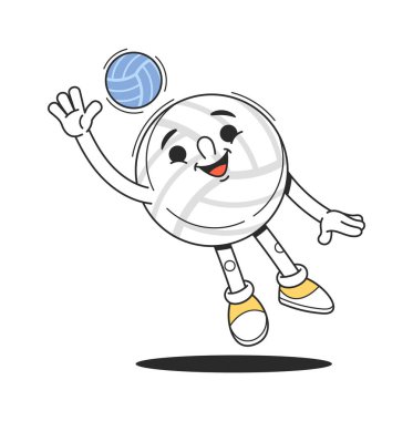 Komik voleybol karakteri spor oyunu karalaması yapıyor
