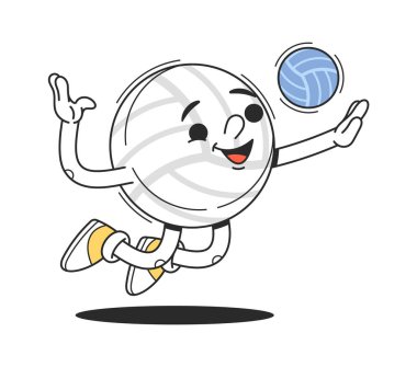 Voleybol çizgi roman karakteri zıplayarak topa vuruyor