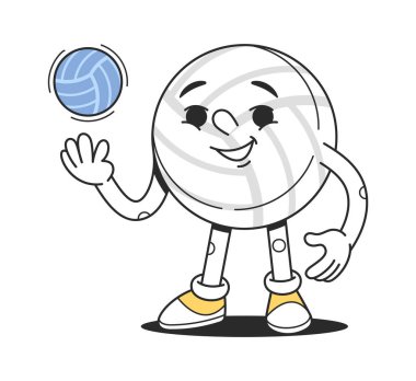 Retro voleybol karakteri sergilenen spor atmosferi