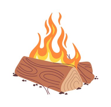 Kamp ateşi çizgi film tasarımı elementi.