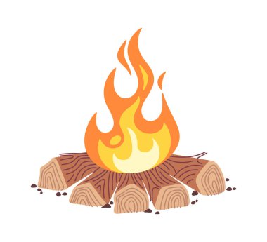 Açık havada kamp ateşi çizgi film tasarımı.