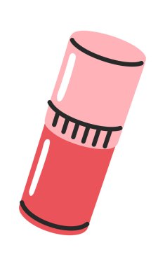 Dişi kırmızı dudak parlatıcısı çizgi film seyahat kozmetikleri