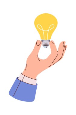 İş el ele tutuşma fikri ampul çizgi film jesti